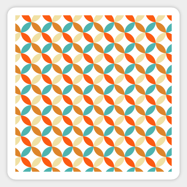 Turquoise Orange Cream Mid Century Circles Pattern Sticker by OrchardBerry